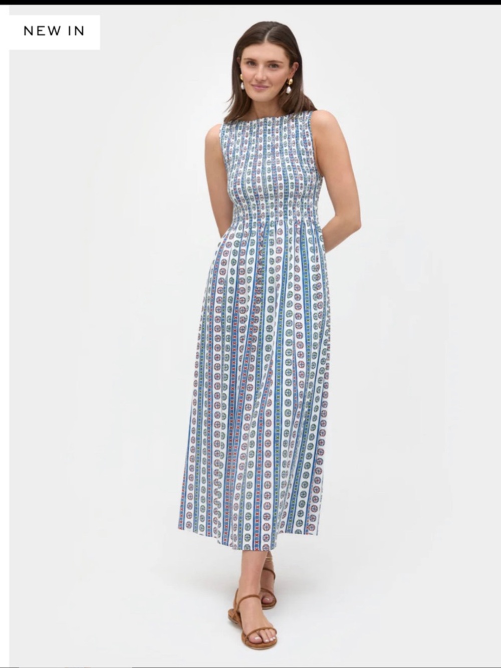 Hill House Cosima Nap Dress, Blue and White Geometric Stripe Maxi